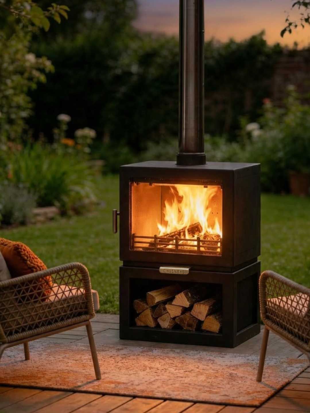 Outdoor stove lifestyle setting at dusk