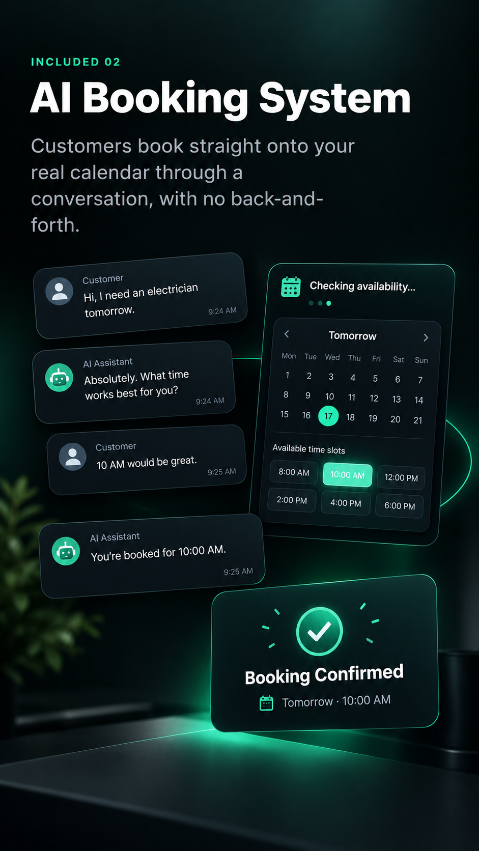 AI chatbot booking a job