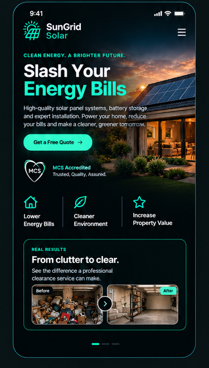 Solar installer website on mobile