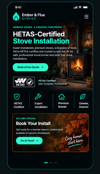 Stove installer website on mobile