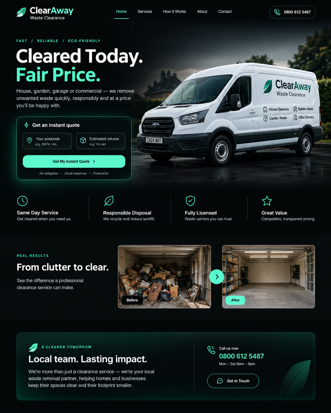 Waste clearance website on desktop